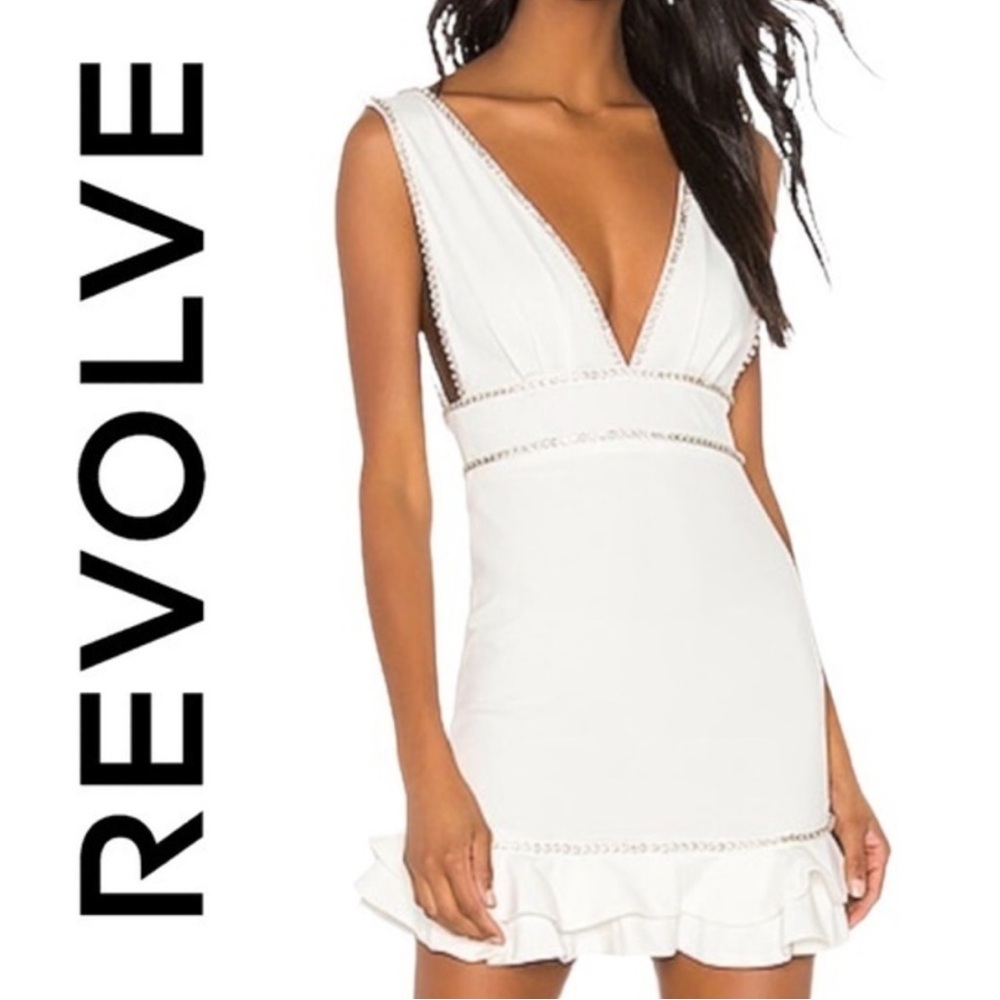 NBD Santrie Crytal Rhinestone Tier Ruffle Dress Revolve NWT